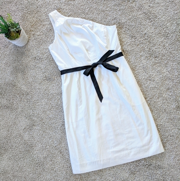 White J.Crew One Shoulder Cocktail Dress - Picture 1 of 8